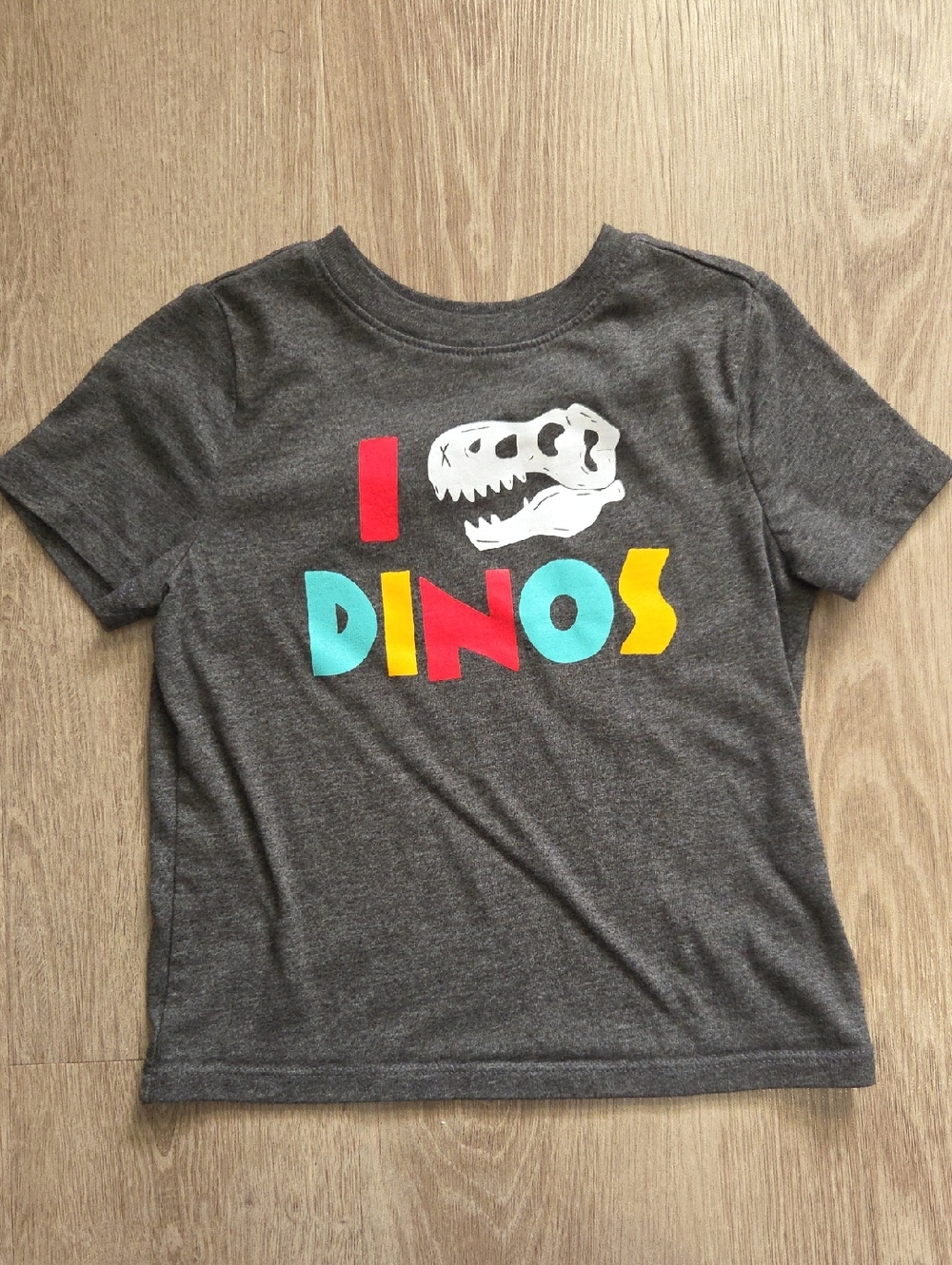 Old Navy Gray Tee with Colorful 'DINOS' Graphic